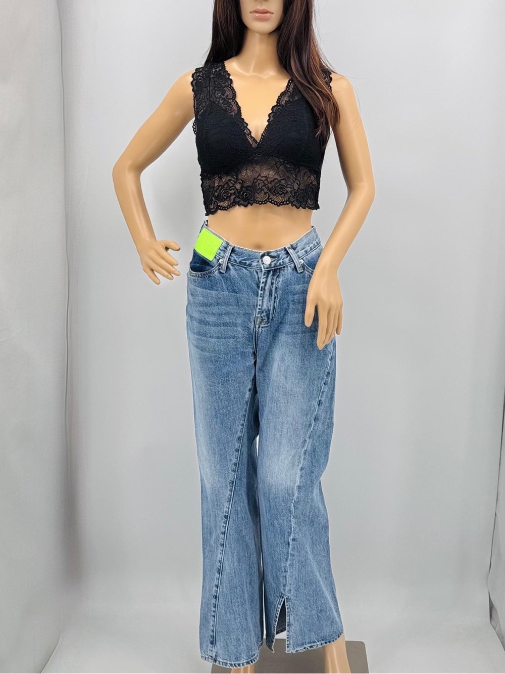 Ann Andelman French Avant Garde Lizard Patch Asymmetrical Twisted Flare Jeans